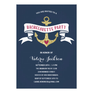 Glam Nautical Bachelorette Party Card