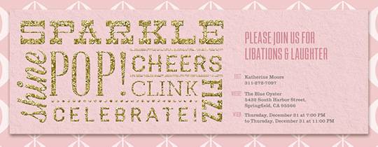 Glitter Font Blush Invitation