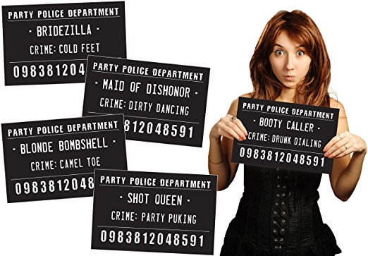 Outrageously Hilarious Mug Shot Signs - Perfect for Girls Night Out, Bachelorette - 20 Signs by Haute Soiree