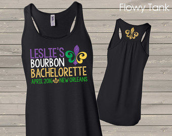 bachelorette party shirts -  new orleans bachelorette party  -bella flowy tank mardi gras  bachelorette party glitter sparkly