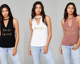 Bride Squad Shirt - Bridesmaid shirts - Bride Cut Out Tank - Squad Tee -Bridesmaid Proposal - Bride Squad - Bachelorette Party Shirts