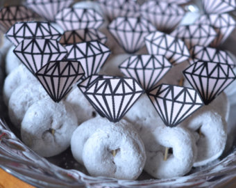 Bridal shower/ bachelorette party decorations - diamond ring donut toppers