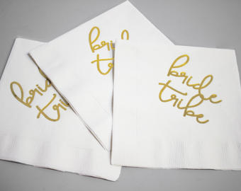 Bride Tribe Bachelorette Party White Napkins - Bachelorette Party Supplies, Bachelorette Party Decoration Ideas, Bachelorette Party Decor,