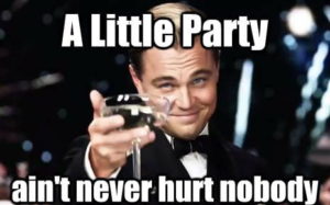 Party images with captions