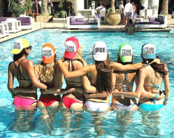Team Bride  Adult  Mesh Trucker Hat Cap Snapback Bachelorette Party Girls Weekend Beach