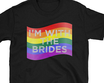 Lesbian Wedding Tee, Gay Pride Wedding, Gay Bridal Party, Same Sex Wedding, Rainbow Brides Short-Sleeve Unisex T-Shirt