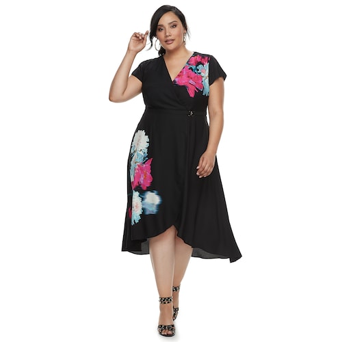 Plus Size Jennifer Lopez Wrap Midi Dress 