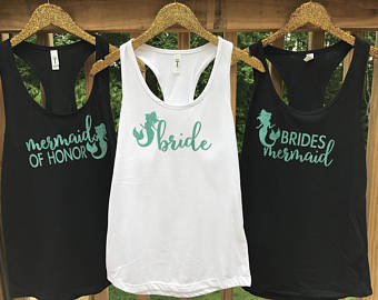 Mermaid Bachelorette V-Neck T-Shirt OR Racerback Tank