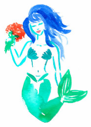 Mermaid Bride Watercolor Stamps