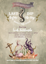 Watercolor Mermaid Bachelorette Party Invitation