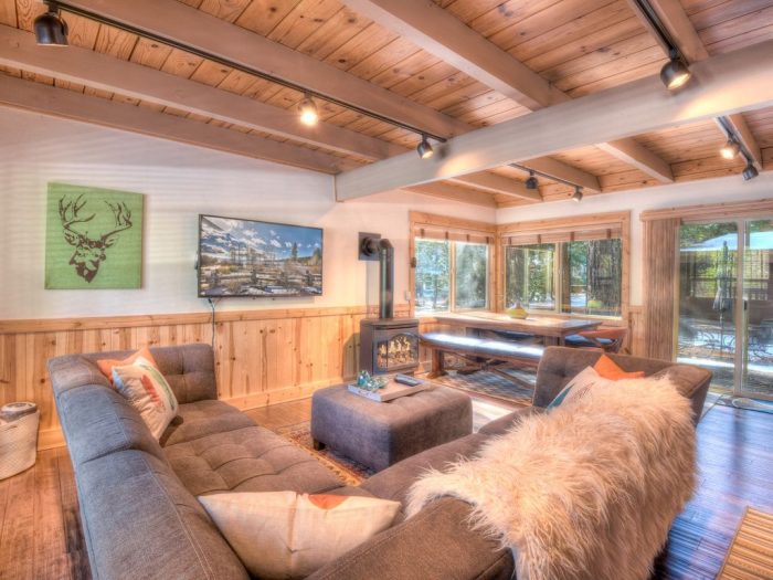 Living Room with natural wood finishings throughout the home 