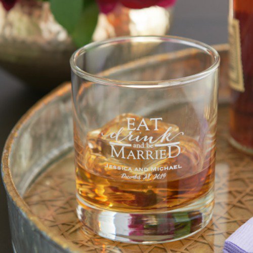 Personalized Rock Glass- Eat Drink and Be Married
