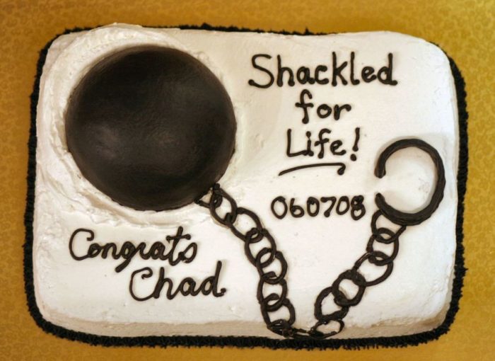 Image result for ball and chain bachelor party cake